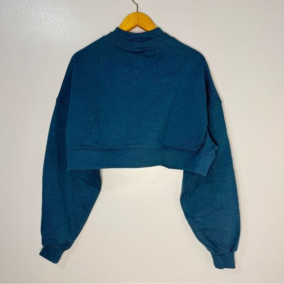 Gymshark Rest Day Crewneck Sweatshirt Cropped Pullover Steel Blue Marl | M - Picture 4 of 9